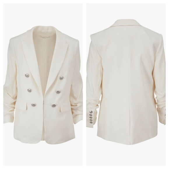 NWOT NEW Veronica Beard Size 6 Beacon White Linen Dickey Jacket Blazer Ruched - Picture 3 of 12